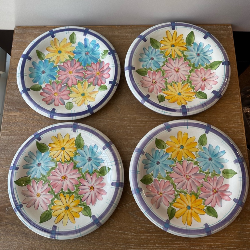 Lefton Rare Blue Yellow and Pink Floral Dinnerware Plates 4